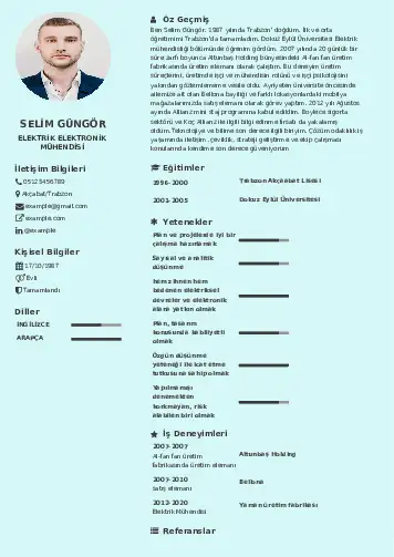 Elektrik Mühendisi CV Örnekleri cv indir